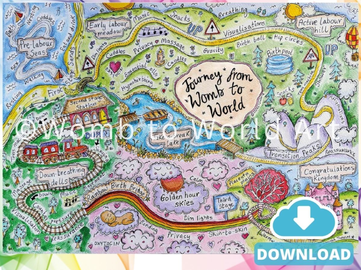 Stages of Birth Map A4 Digital Poster Teaching Tool