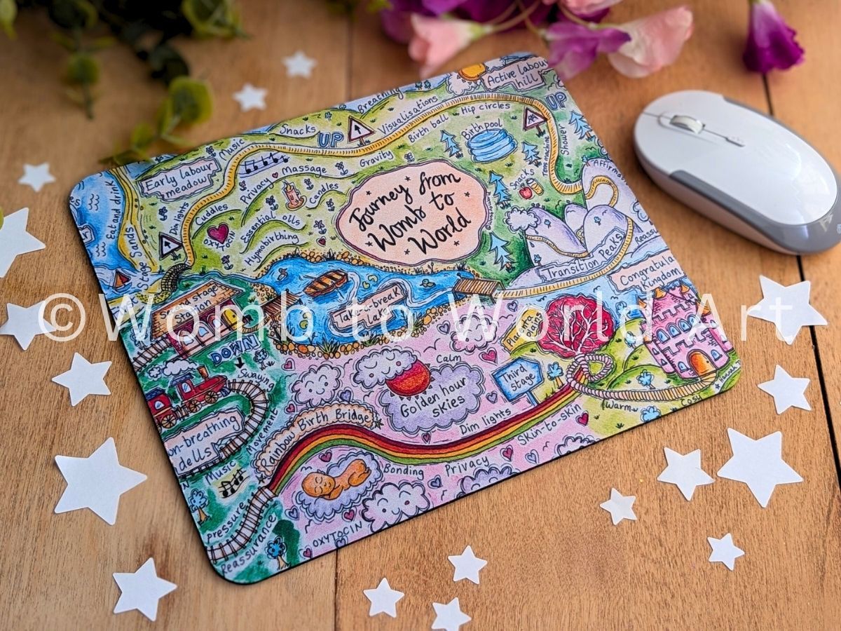 Stages of Birth Womb to World Map Mouse Mat