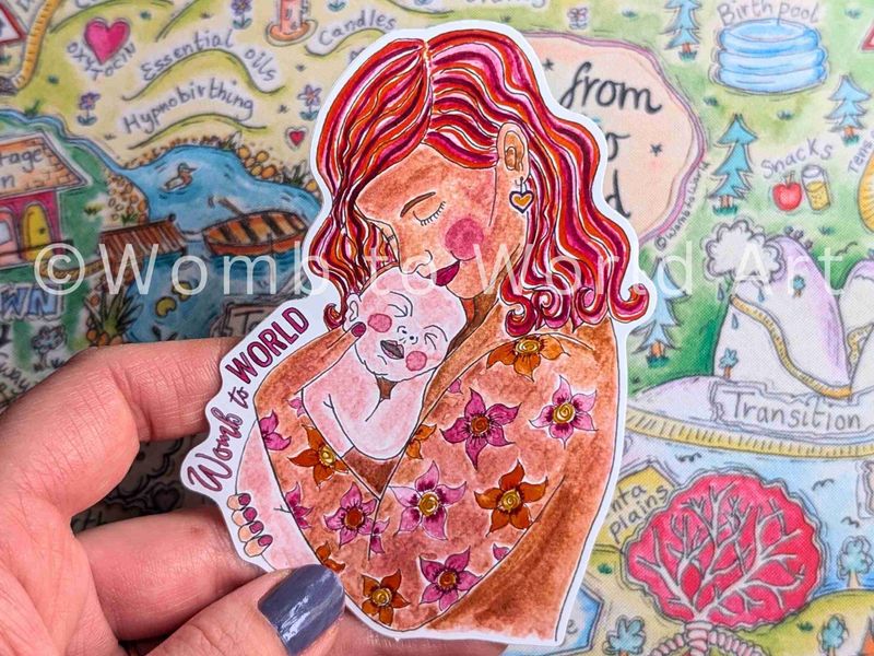 Mother and Baby Art 10cm Sticker