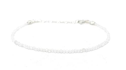 Pulsera de piedra luna natural de 2mm longitud ajustable de 16 cm a 19 cm