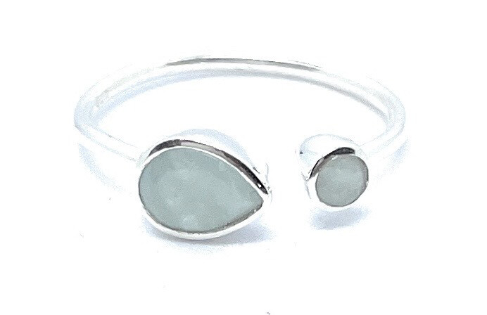 Anillo de aguamarina piedra natural y plata de primera ley ajustable
