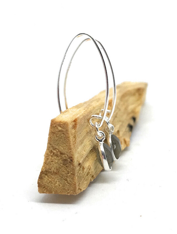 Pendientes de labradorita piedra natural plata de primera ley