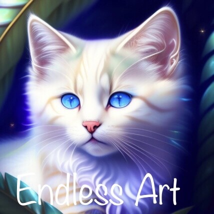 White kitten Stunner..Diamond Painting