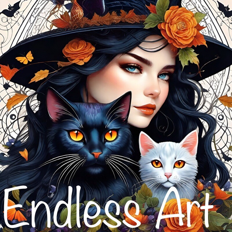 Witches &amp; cats ..Diamond Painting