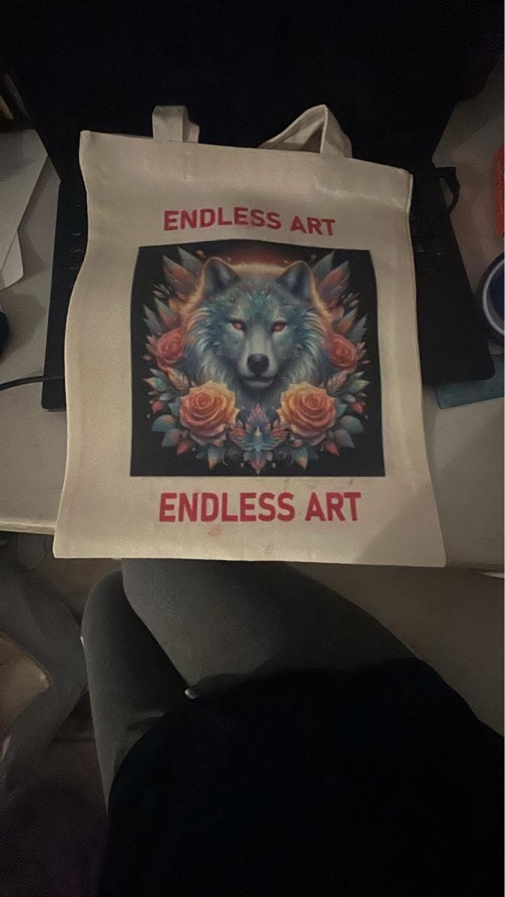 Wolf canvas tote bag.