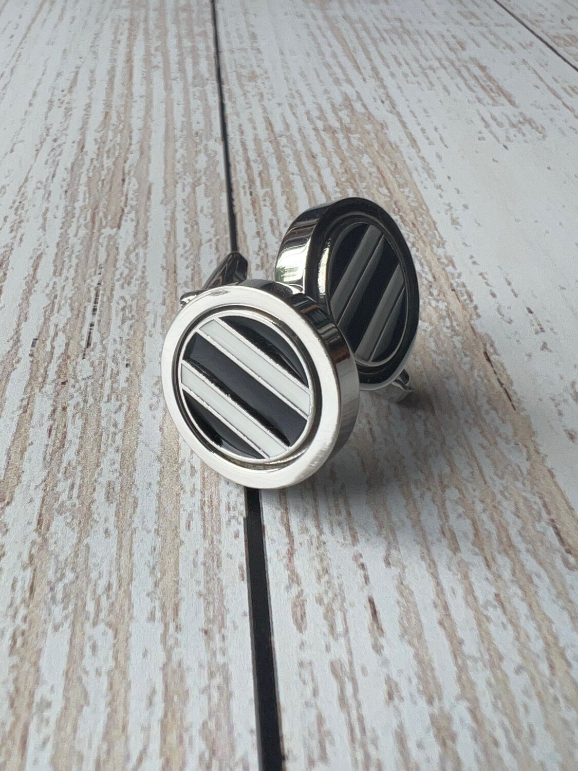 BlacknWhite Stripe Cufflink