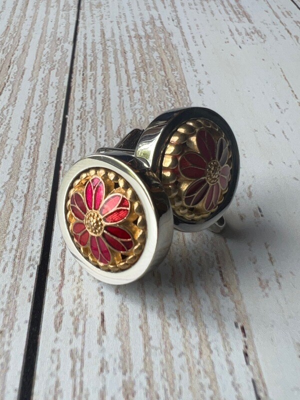 Floral Red Enamel Cufflinks
