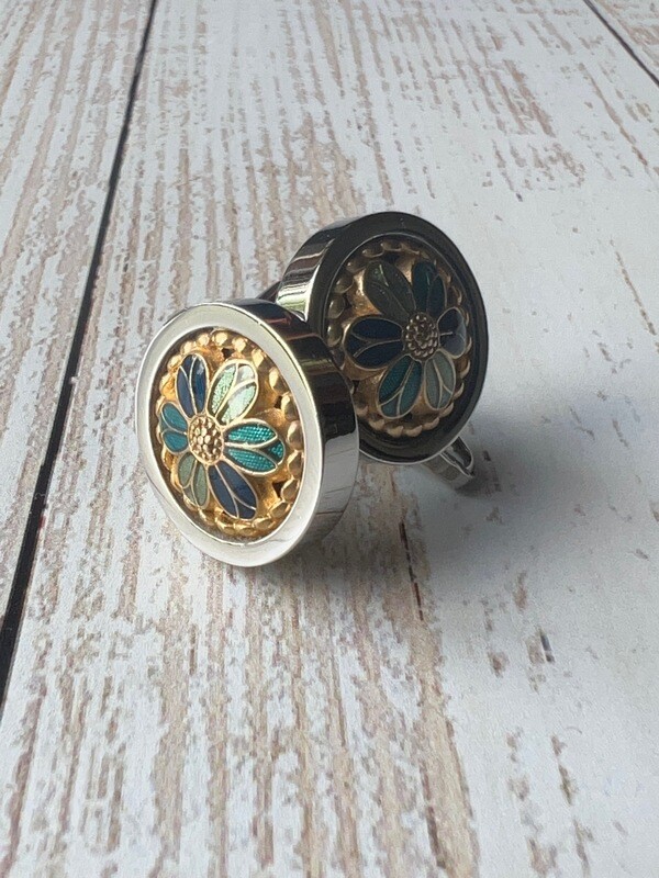 Enamel Blue Flower Cufflinks
