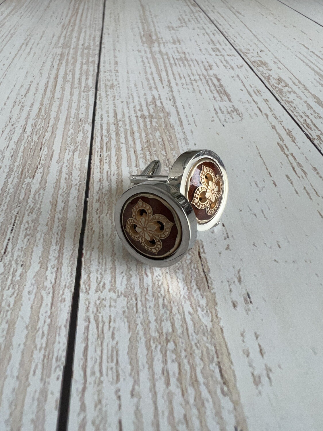 Brown Oriental Style Cufflinks