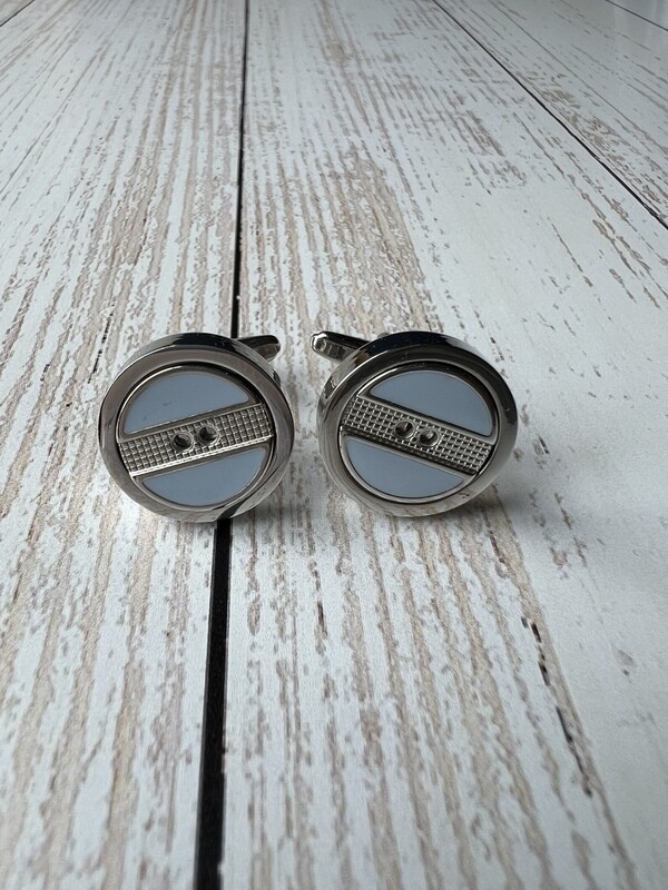 Blue and Silver tone Cufflink