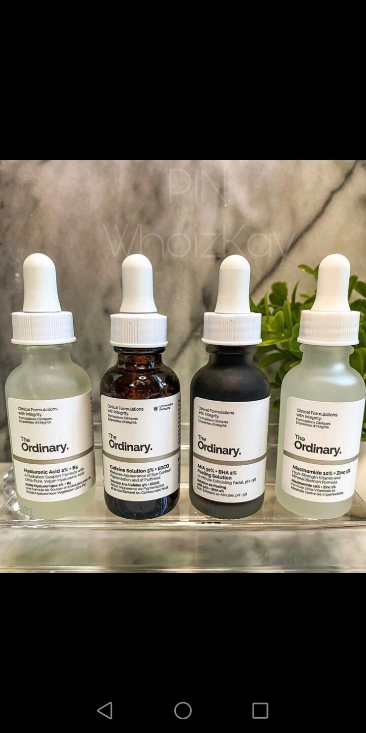 the ordinary peeling solution and hyaluronic face serum!