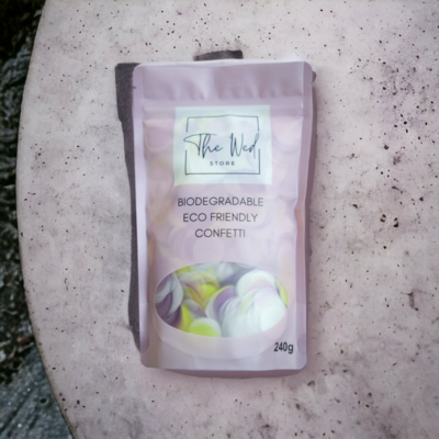 Lemon lilac biodegradable confetti circles
30 guests (Bag only)