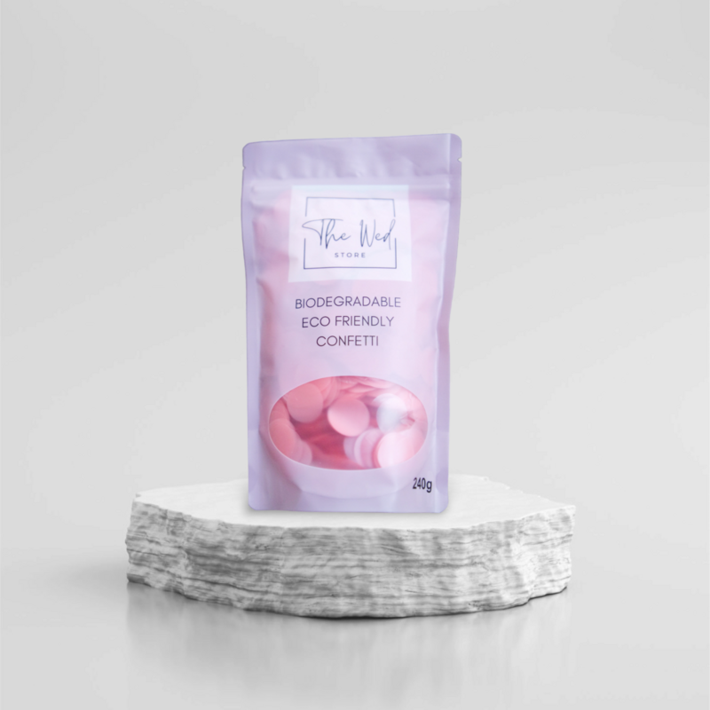 Pink biodegradable confetti 
30 guests (Circle bag only)