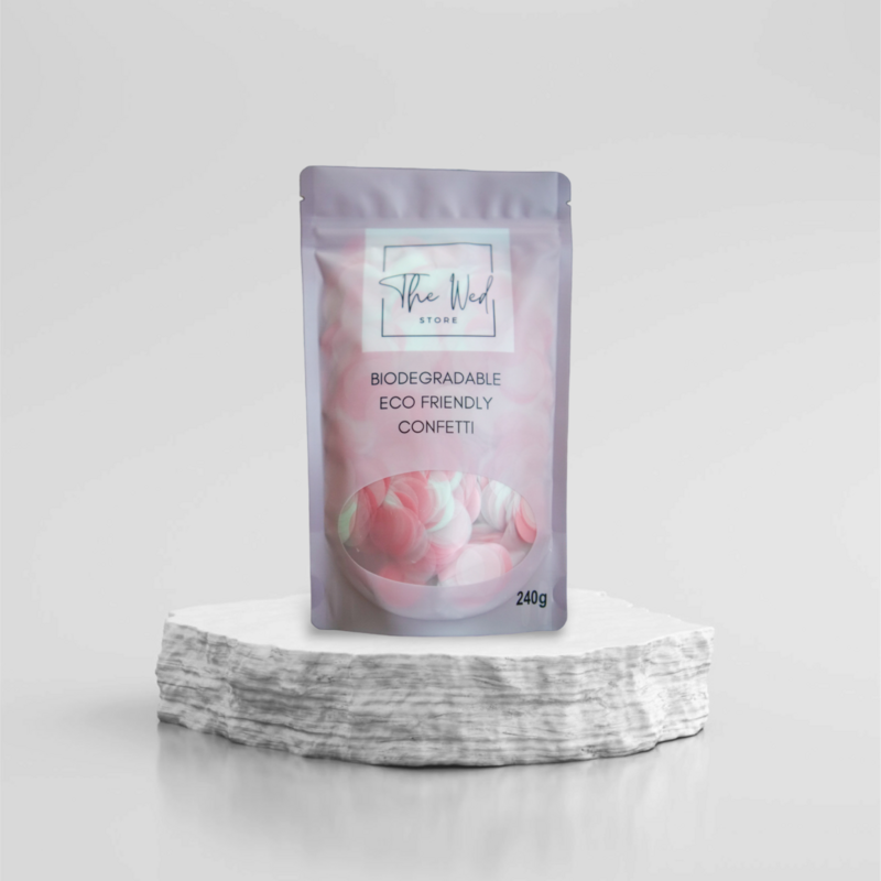 Baby pink biodegradable confetti circles
30 guests (Bag only)
