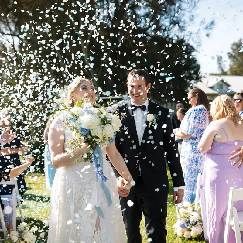 Baby blue biodegradable confetti circles
30 guests (Bag only)