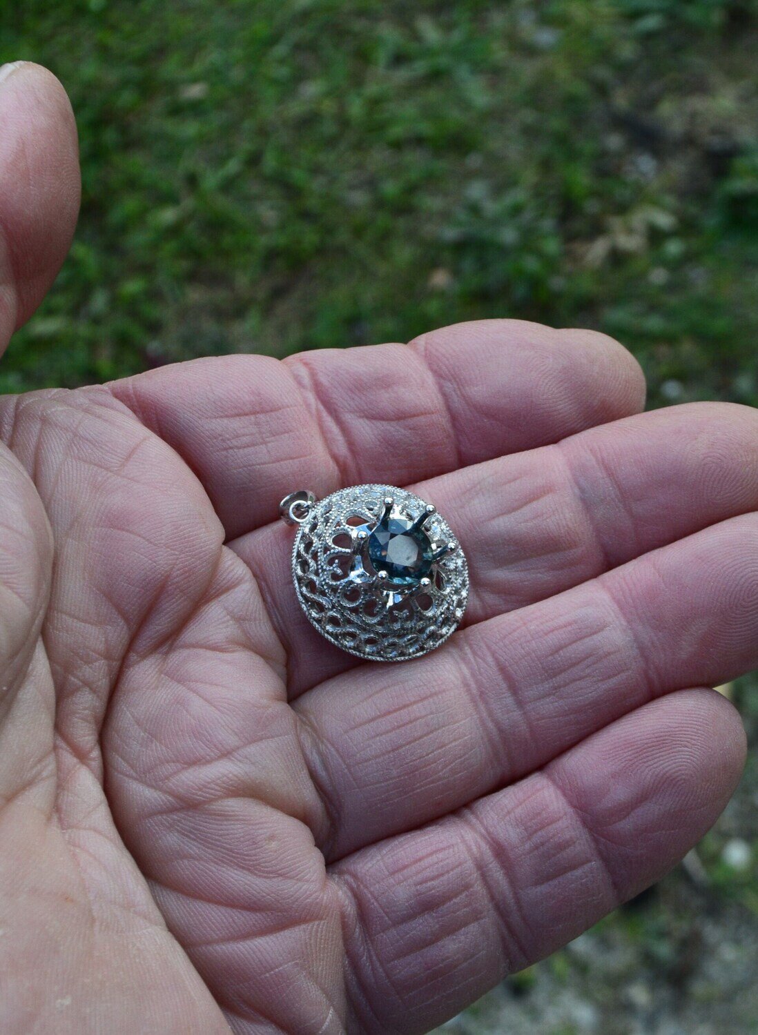 2.12 cwt. Natural Earth Mined Sapphire Pendant. September Birthstone.  8.3x8.3x3.2. Unheated. See Video