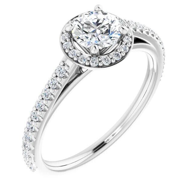 Stuller 14k Gold Setting With 3/4cwt  Diamonds, 5.2mm Diamond Centre Stone.