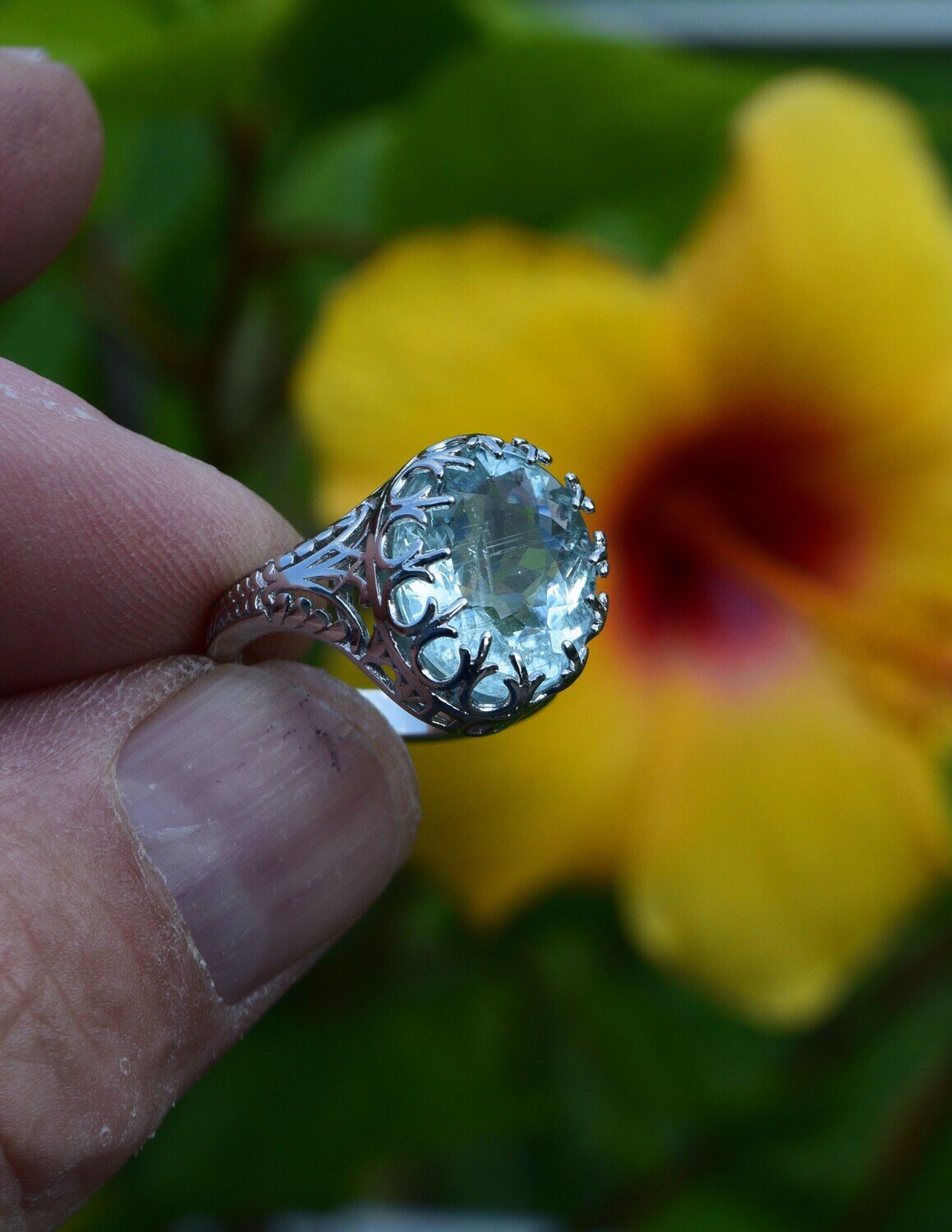 Size 7 Ring. Aquamarine , 8.25 cwt. Natural Earth Mined .  March Birthstone.