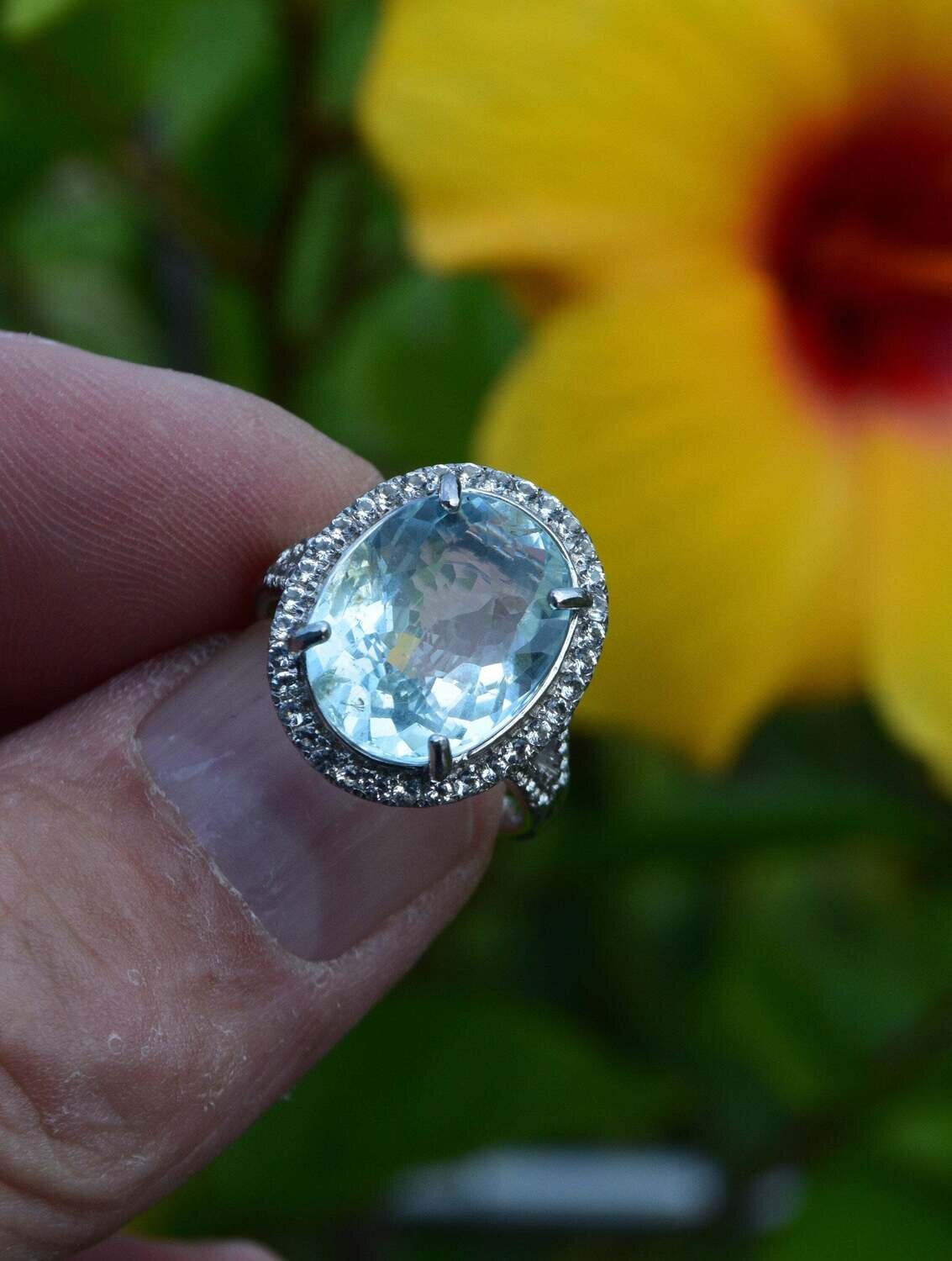 Size 8 Ring. Aquamarine 8.15 cwt. Natural Earth Mined .  March Birthstone.