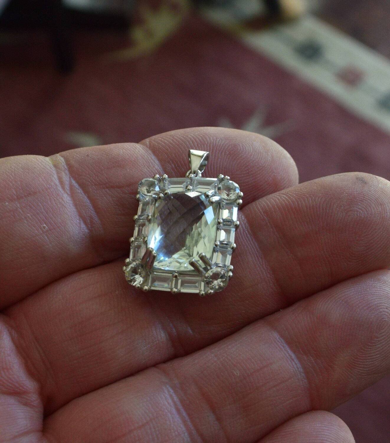Amethyst Pendant, with 9.25 cwt  Green Amethyst. ( Heat Treated)  SEE IMPORTANT NOTE. See Video
