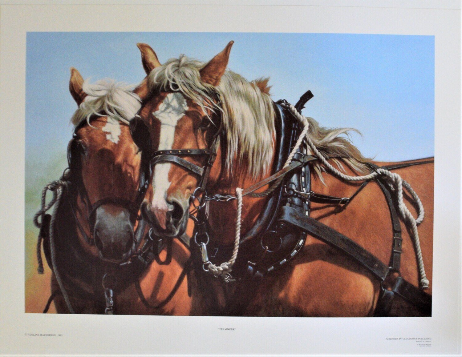 Limited Edition of 350. . Print Never Framed or Matted. &quot;Teamwork &quot; by Adeline Horvorson.