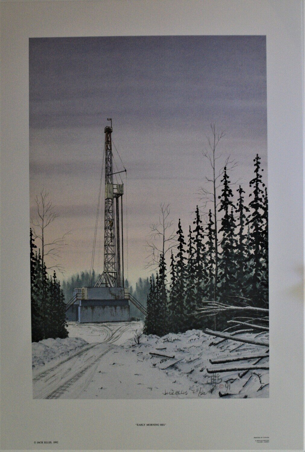 Limited Edition  of 500.  Print Never Framed or Matted. &quot;Early Morning Rig&quot; by Jack Ellis