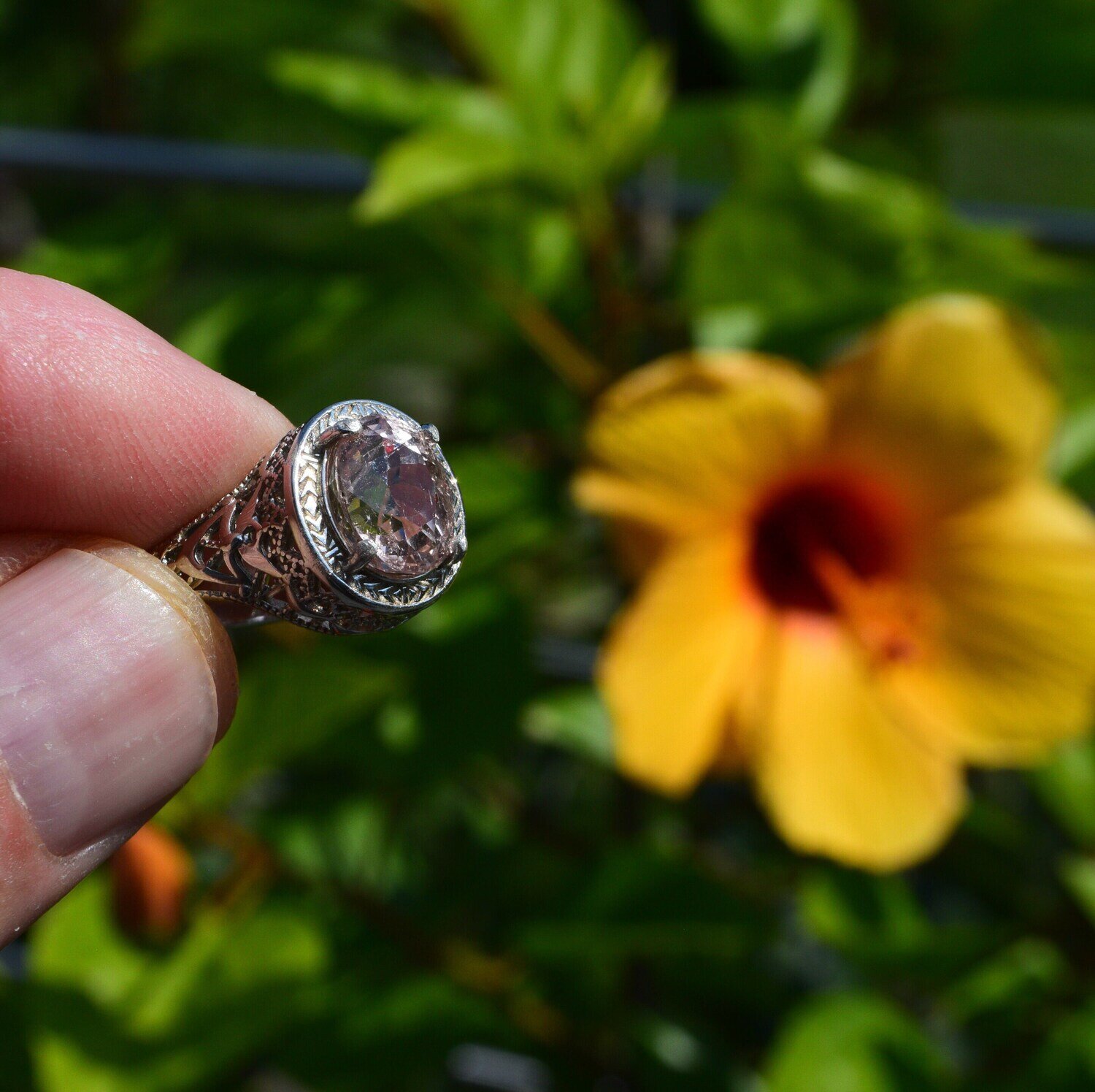 Size 7 Ring. Morganite Ring . Approx. 4.6  cwt. Natural Earth Mined .  Retail Replacement Appraisal : $500