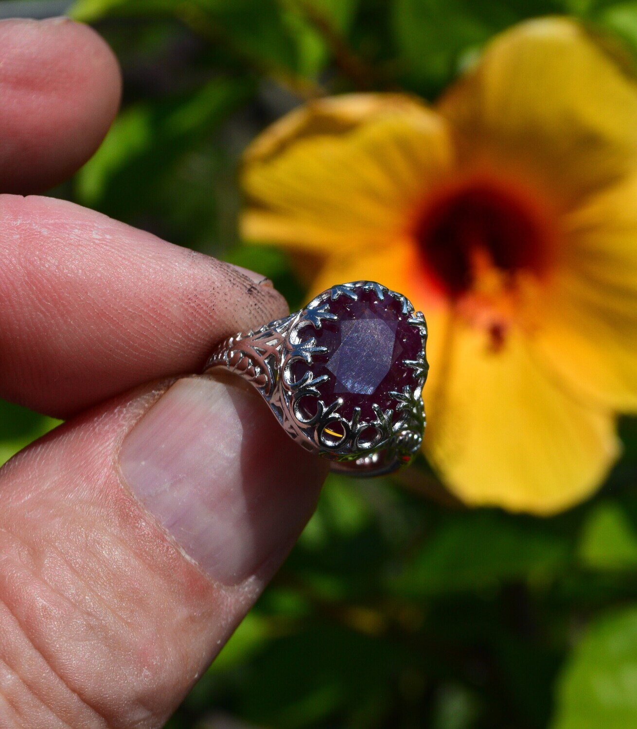 Size 8 Ring . Ruby, Approx. 9.9  cwt. Natural Earth Mined .  July Birthday. See Video