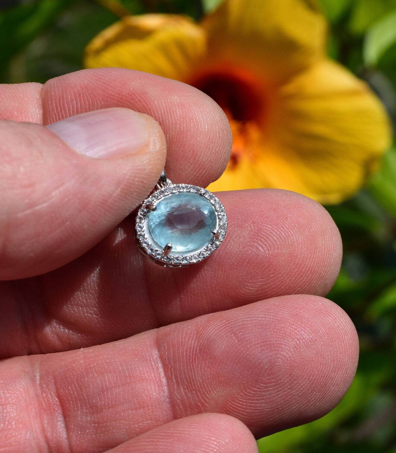 Aquamarine Pendant, Approx. 3.5  cwt. Natural Earth Mined . March Birthstone.
