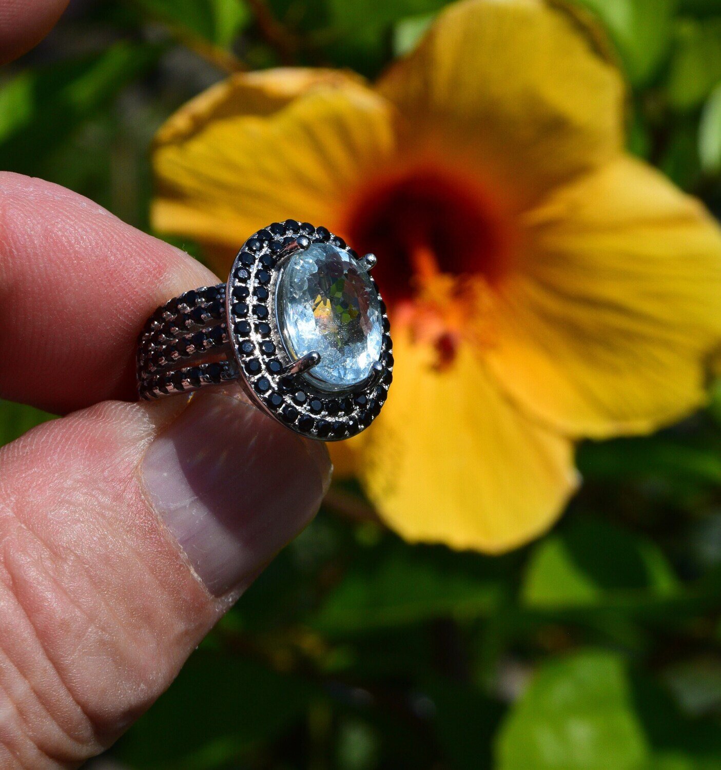 Size 6.75 Ring.  Aquamarine, Approx. 5.7  cwt. Natural Earth Mined .  March Birthstone.