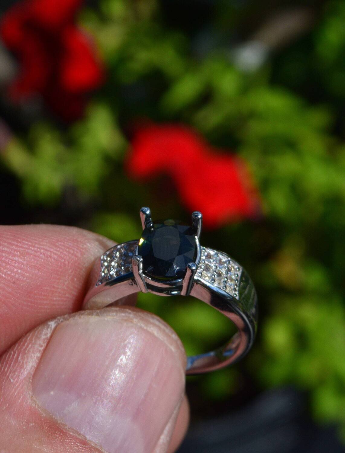 Size 8 Ring.  Bluish Green Sapphire. 2.04 cwt. Earth Mined .  September Birthday . SEE NOTE!