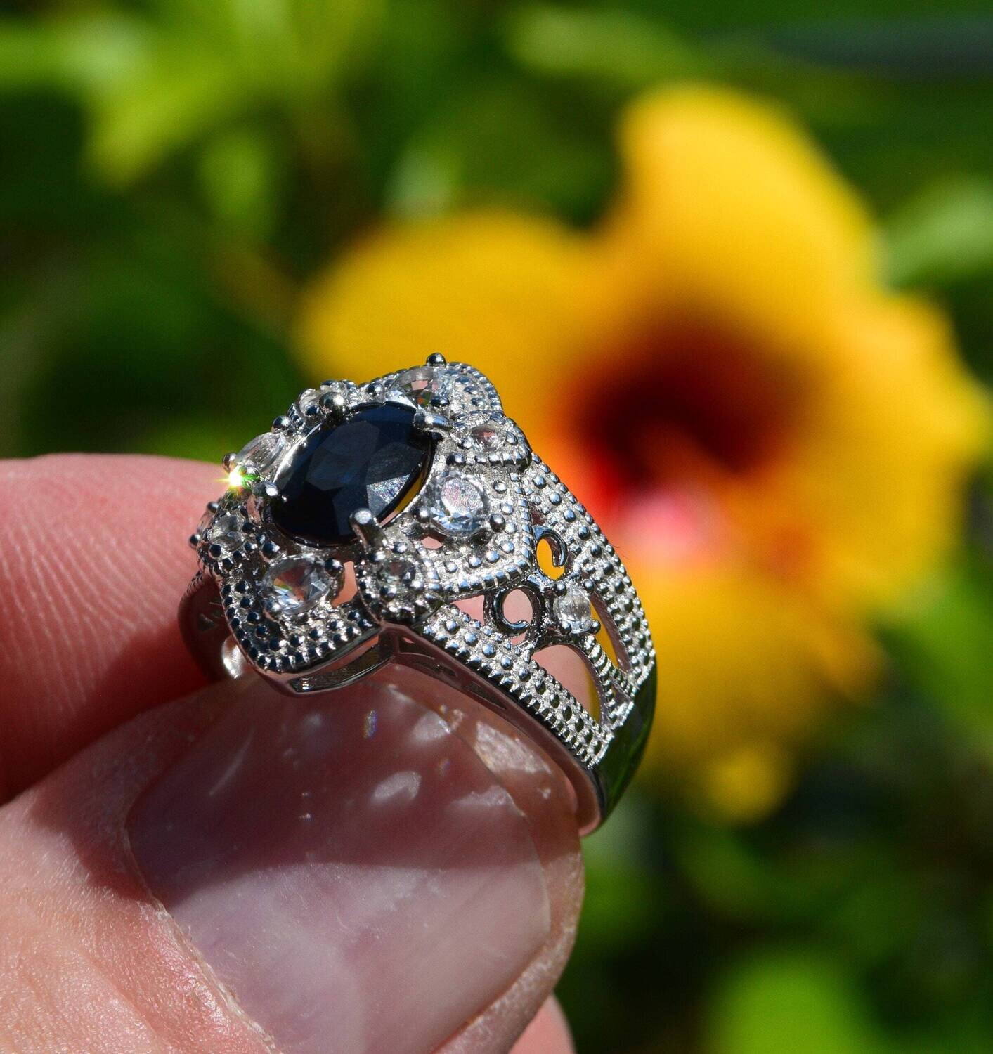 Size 7 Ring. Blue Sapphire. 1.88 cwt. Natural Earth Mined . September Birthday. See Video