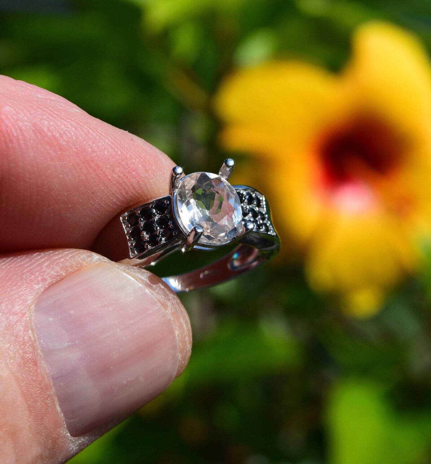 Size 7 Ring, with  Morganite, 1.2 cwt. Natural Earth Mined .  SEE Video