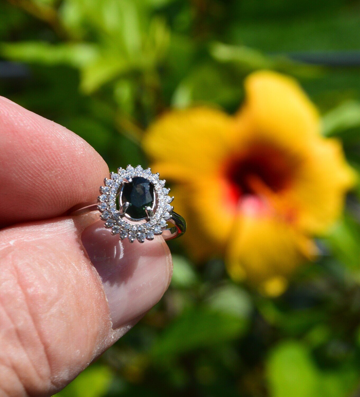 Size 7 Ring.  Green Sapphire. 1.18cwt. Natural Earth Mined .  September Birthday. See Video