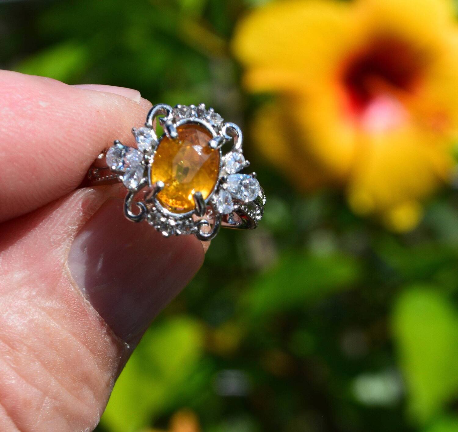 Size 7 Ring. Yellowish Orange Sapphire. 3.23 cwt. Sapphire.  Independent  Master Valuer Appraised $1,210. See Video
