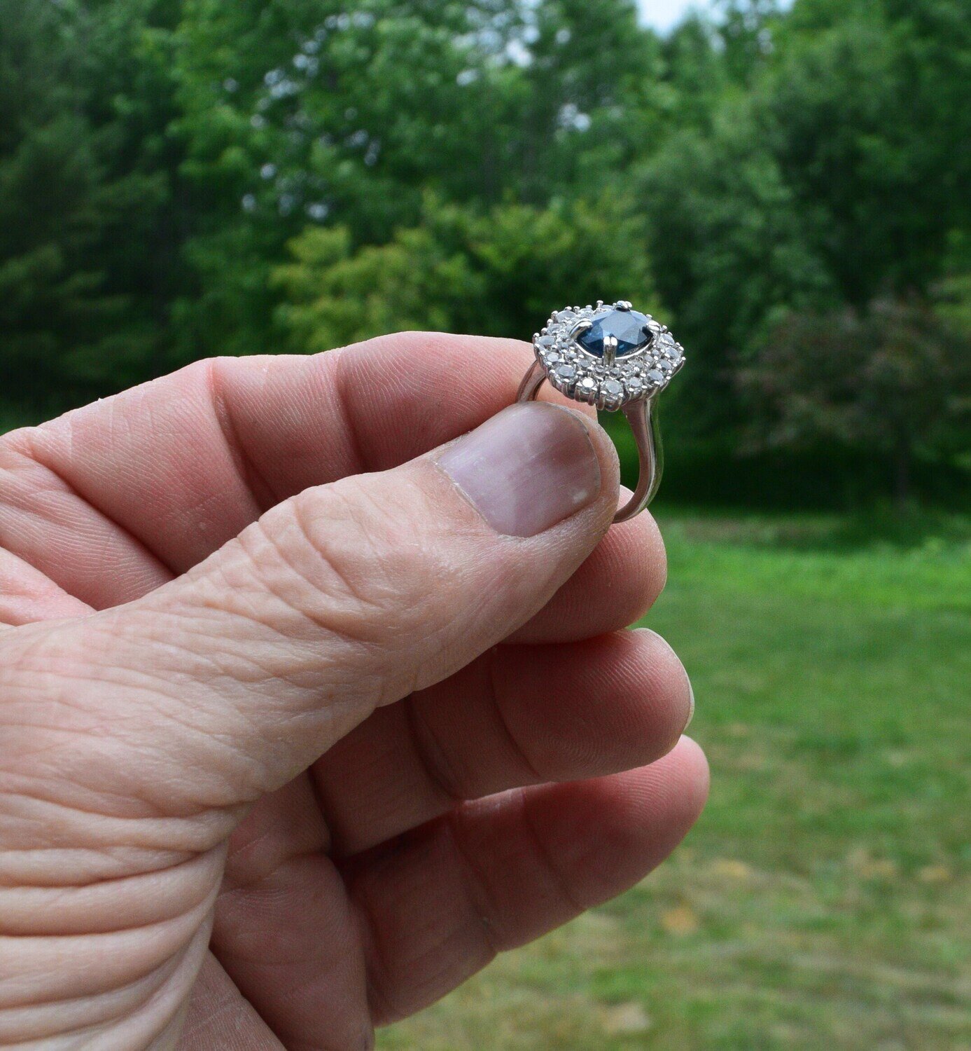 Size 7 Ring. Sapphire. Natural Earth Mined . 2.24 cwt Blue/Green Sapphire. September Birthday. See Video
