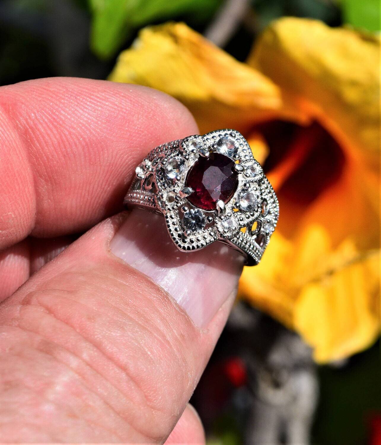 Size 7 Ring, Ruby 2 cwt.   Unheated. See Video