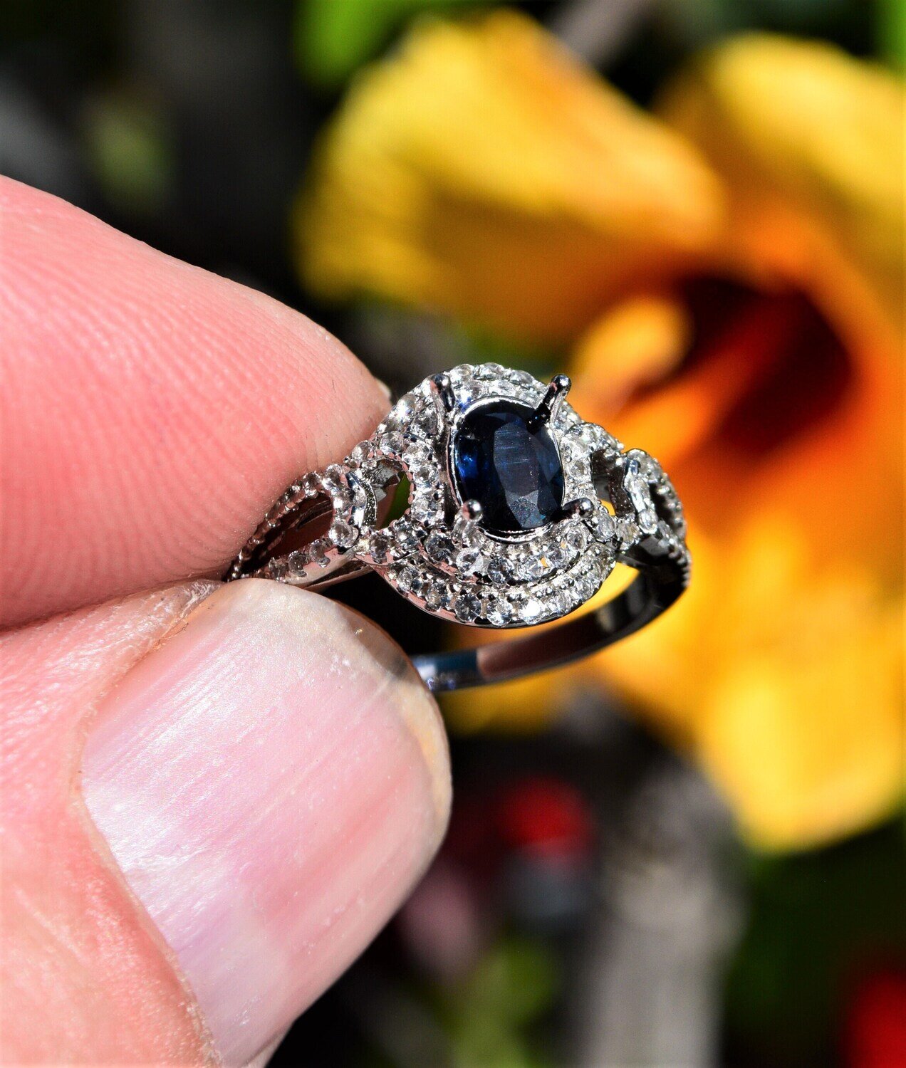 Size 7 Ring. Blue Sapphire. .4 cwt. Natural Earth Mined .  . SEE NOTE. See Video
