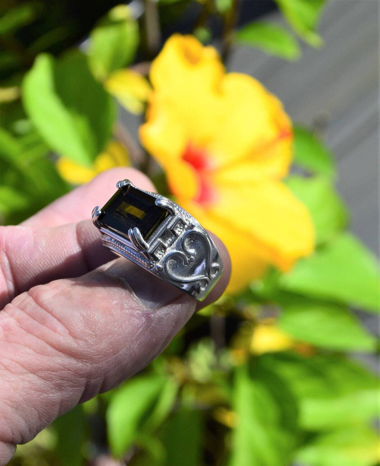 Size 10 Ring . Tourmaline 7.9 cwt. Natural Earth Mined .  October Birthday.