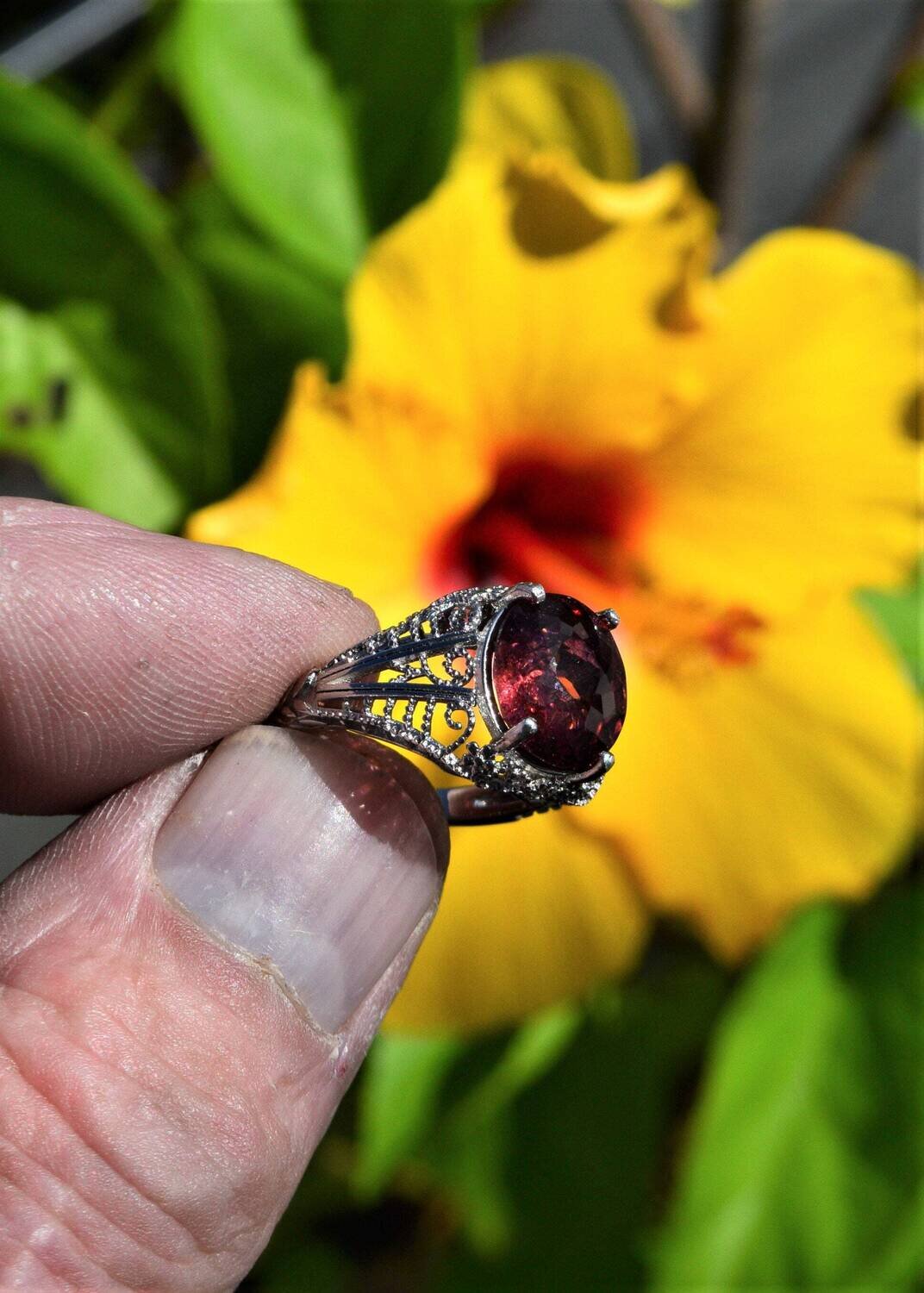 Size 7 Ring.  Tourmaline 4.6 cwt. Natural Earth Mined .  October Birth Stone. See Video