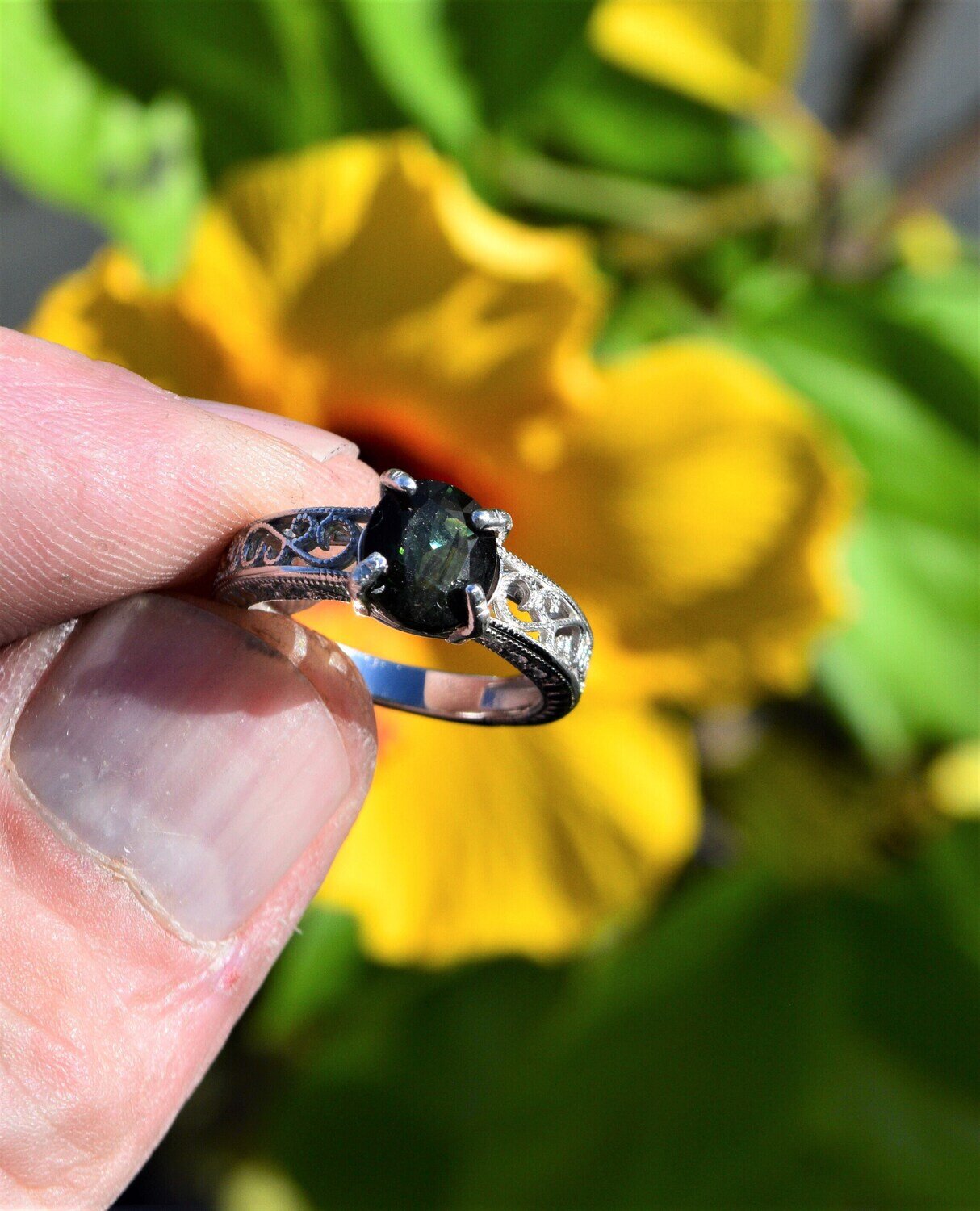 Size 7 Ring.  Tourmaline 2.2 cwt. Natural Earth Mined .  October Birthday.