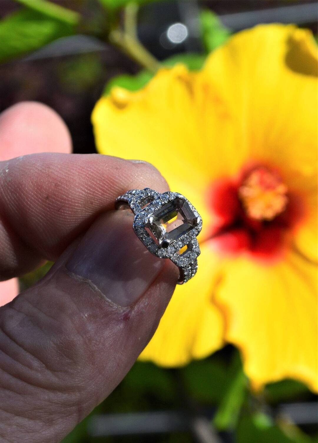 Size 6 Ring. Orange Topaz Ring. Rhodium Coated Silver Setting .Earth Mined . November Birthday,