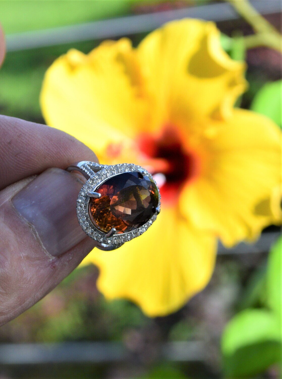 Size 8 Ring .Orange Topaz, 14.9cwt. Natural Earth Mined .  Appraised for $1200. See Video