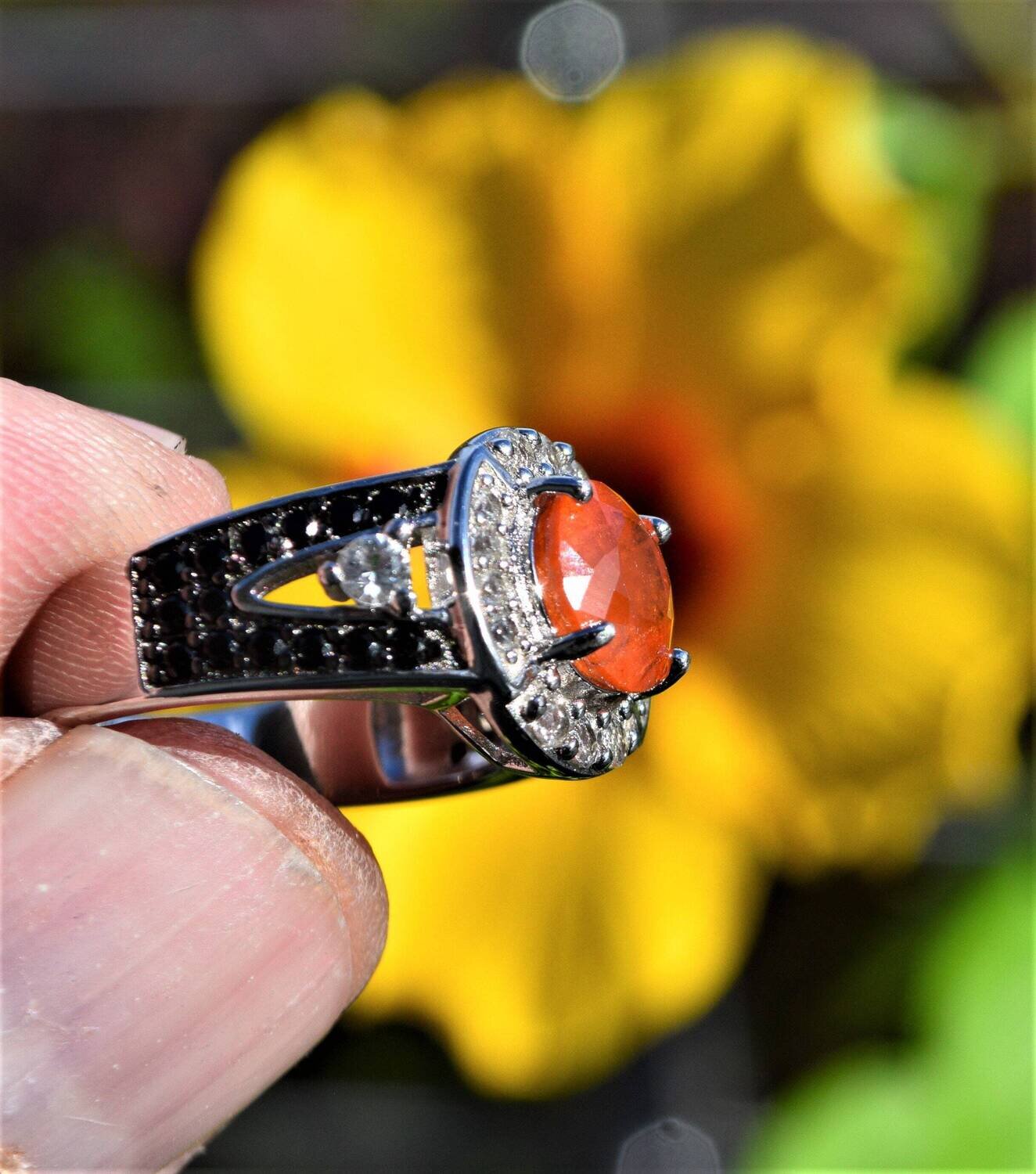 Size 7 Ring. Garnet Ring .Spessartite Garnet.  2.8cwt. Earth Mined . 8x8 mm. See Video