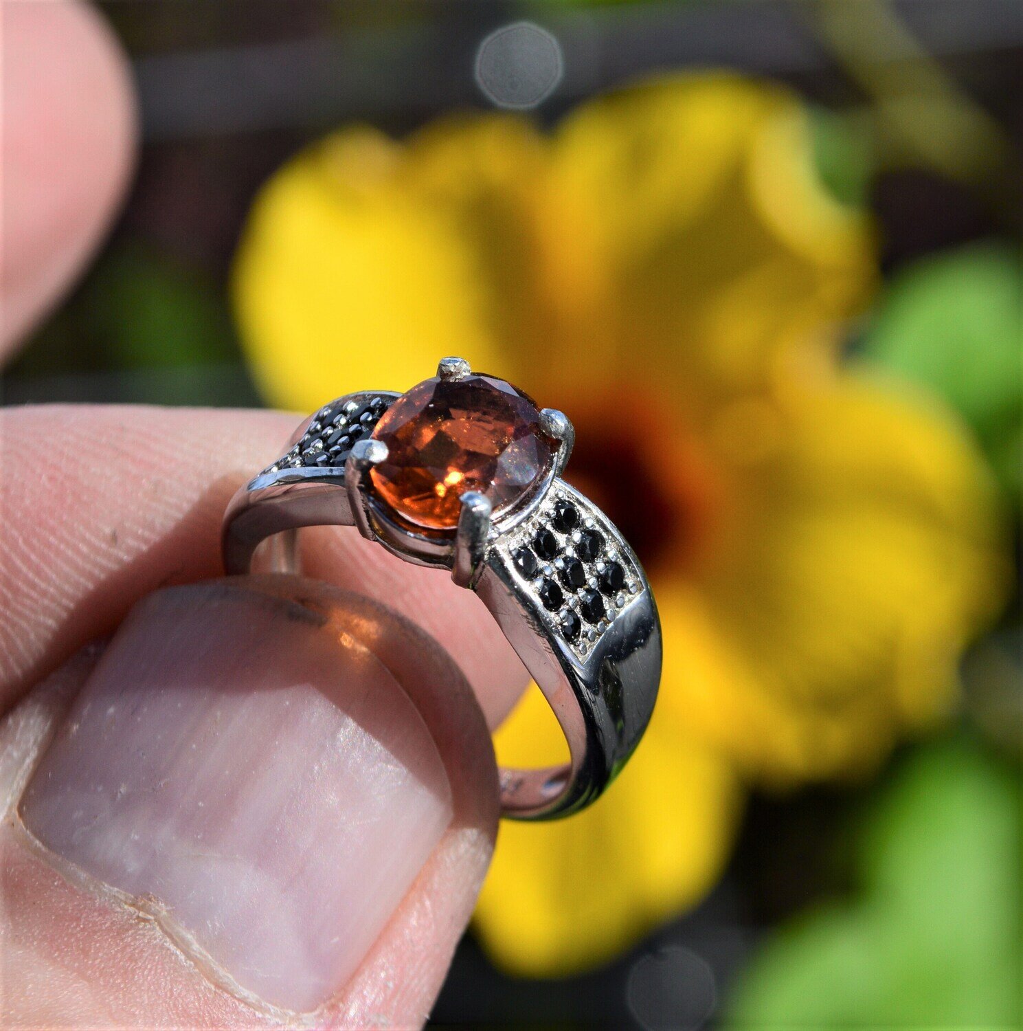 Size 7 Ring, Garnet Ring , Hessonite Garnet.  2.15 cwt. Natural Earth Mined . 8.6x7mm.   etsy