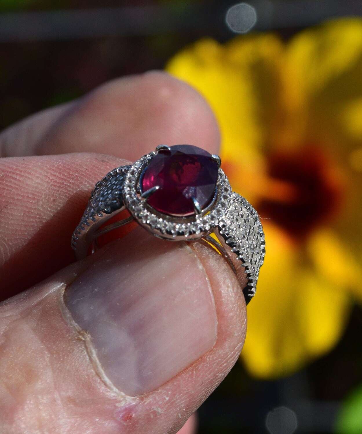 Size 7 Ring. Rhodolite Garnet.  3.35 cwt. Natural Earth Mined . 10x7.8mm. See Video