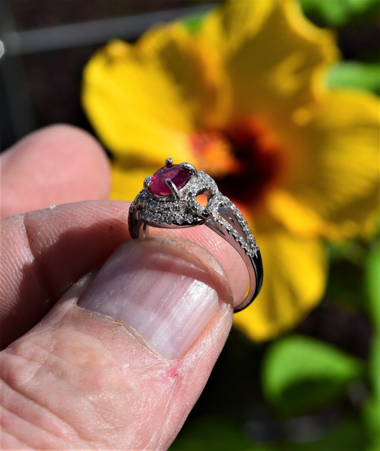Size 7 Ruby Ring. A  1cwt. Natural Earth Mined .July Birthstone.  7x5mm. See Video. See NOTE.