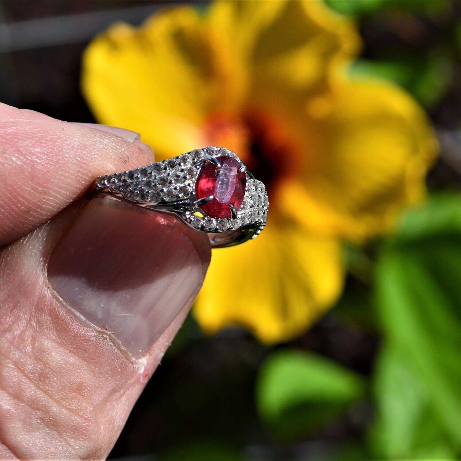 Size 7 Ring. A  1.15 cwt. Natural Earth Mined Ruby. July .   7.5x5.7mm. See video