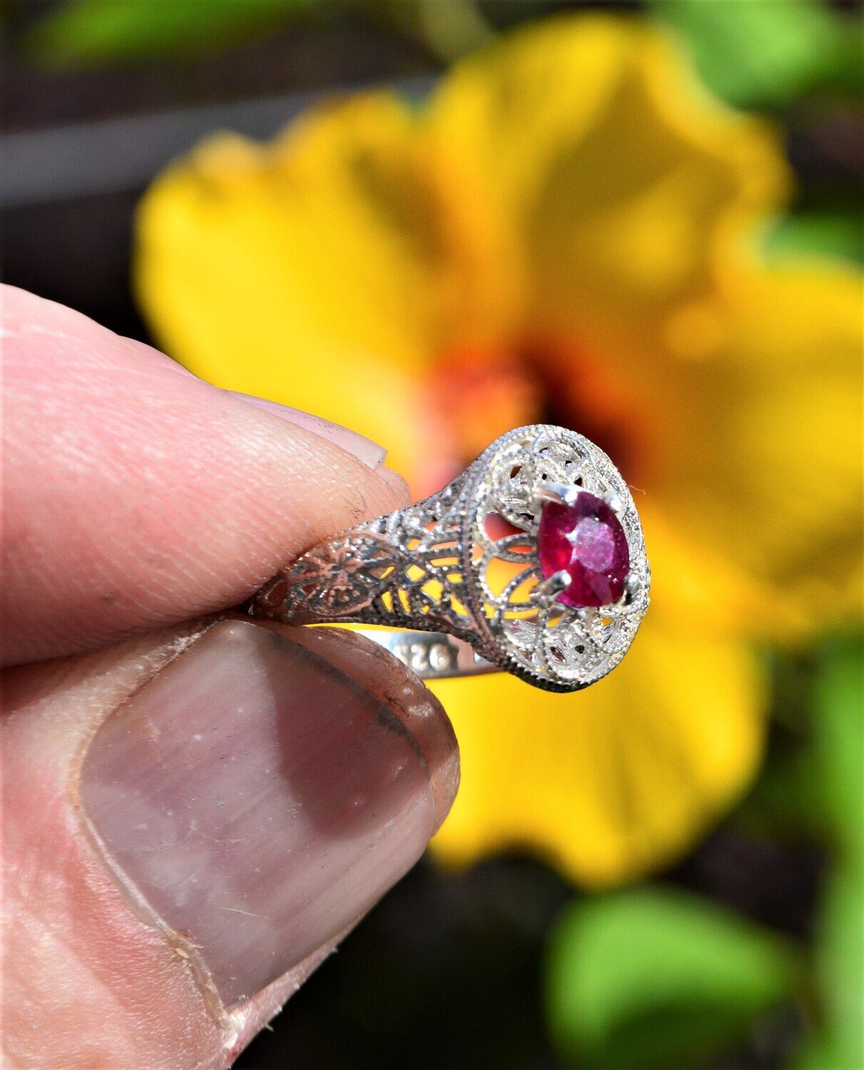 Size 7 Ring. A Ruby  .7cwt. Earth Mined .July Birthstone.  July Birthday. See Video