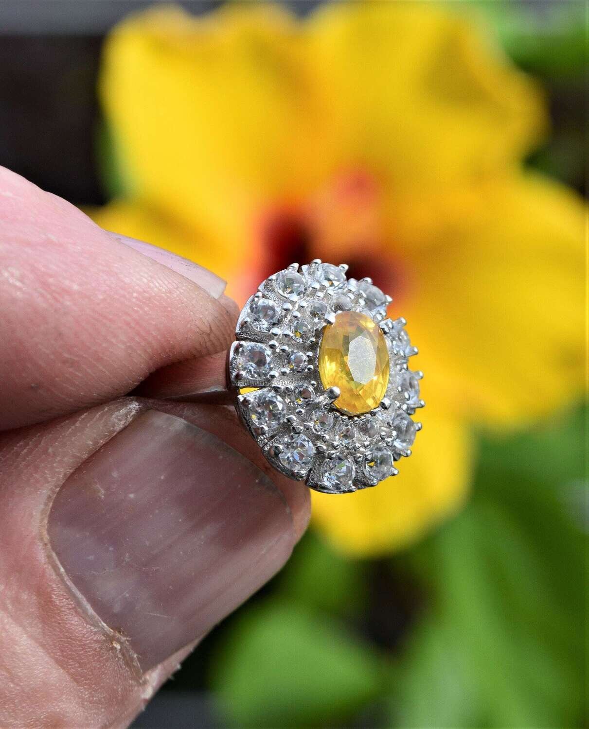 Size 7 Ring.  1.3CWT Earth Mined Yellow Sapphire .September  Birthday. See Video